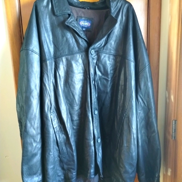 LEATHER LAMB MENS COAT. SIZE 6X. BLACK - Picture 3 of 3